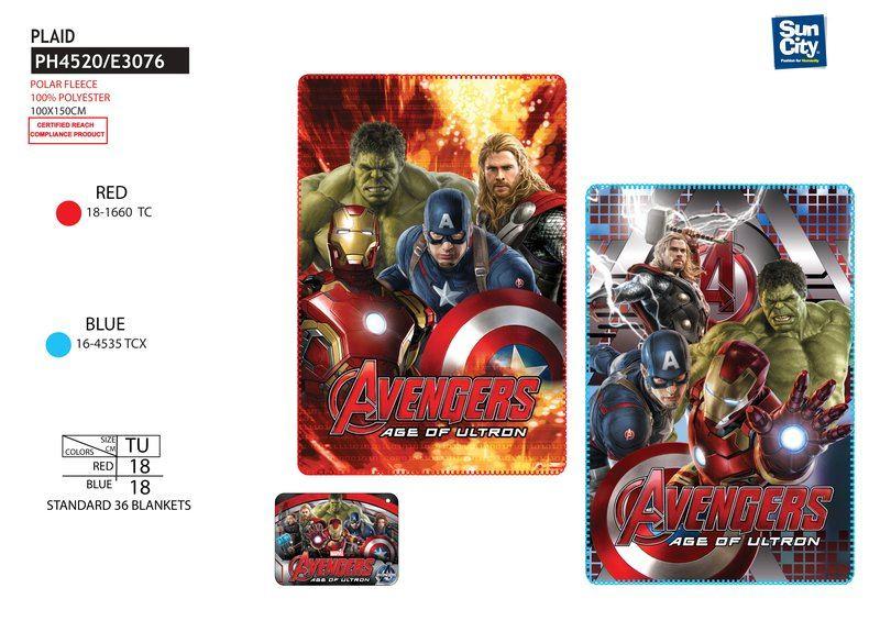 COPERTINA PLAID 100×150 cm 10 AVENGERS M suncity