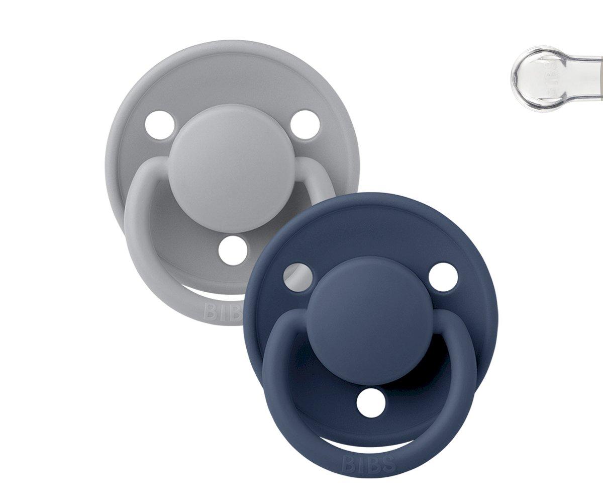 2 Succhietti BIBS De Lux Cloud/Steel Blue Silicone