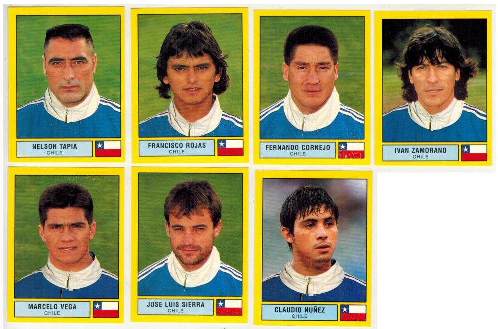 World Cup France 98 Lot 7 Stickers Chile Zamorano Tapia Rojas Nunez Sierra