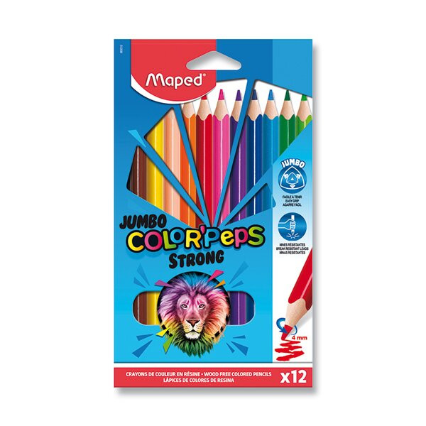 Pastelli Maped Color’Peps Strong Jumbo – 12 colori