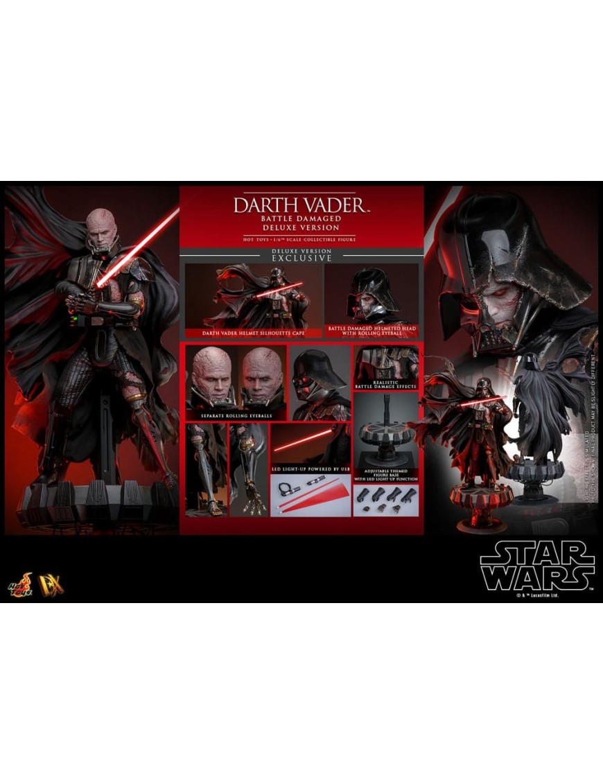 Hot Toys Star Wars Darth Vader Battle Damaged 1/6 Scale Collectible Figure Deluxe Version