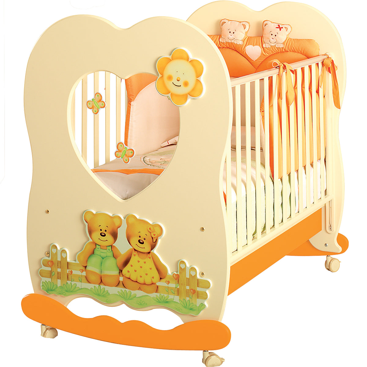 Lettino Baby Expert Cuore Panna Arancio